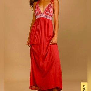 Lulus days of sunlight brick red maxi dress